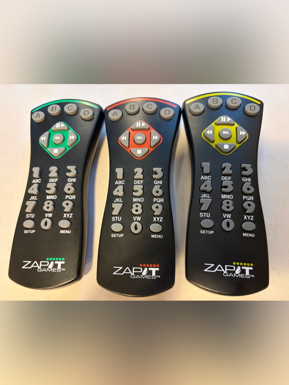 Bundle of 3 Zapit Game Wave Controllers - Red, Green, Yellow Remotes
